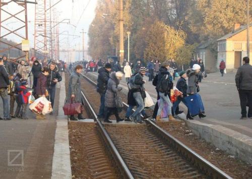 Bahnhofsszene in der Ukraine