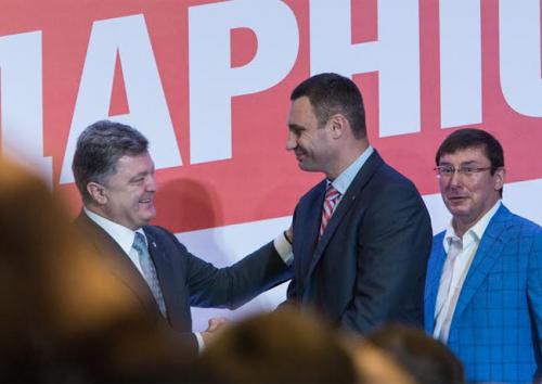 Pjotr Poroschenko, Witalij Klitschko und Jurij Luzenko