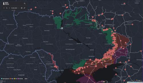 Frontverlauf in der Ukraine mit Stand 13. September 2025