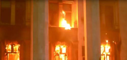 Brand am 2. Mai 2014 im Gewerkschaftshaus in Odessa