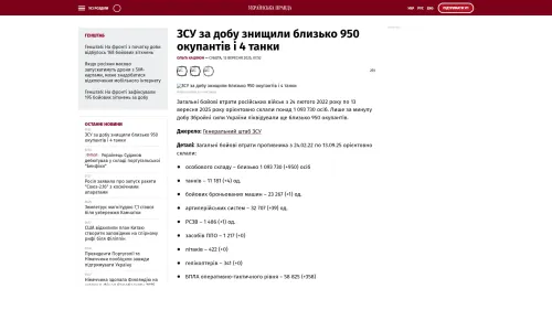 Bildschirmfoto des Originalartikels auf pravda.com.ua