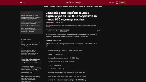 Bildschirmfoto des Originalartikels auf pravda.com.ua