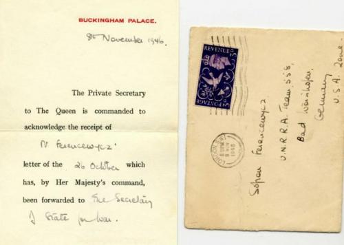 Eingangsbestätigung des Briefs an die britische Königin