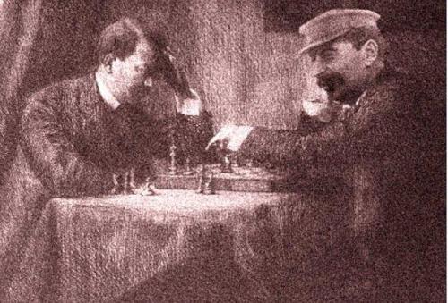Hitler und Stalin beim Schach