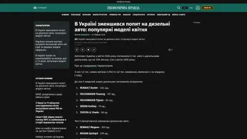 Bildschirmfoto des Originalartikels auf epravda.com.ua