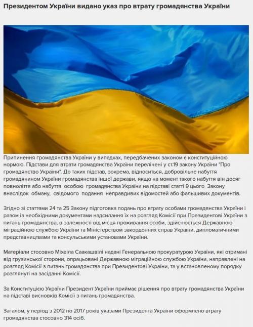Screenshot der Mitteilung des Migrationsdiensts zum Entzug der Staatsbürgerschaft von Michail Saakaschwili