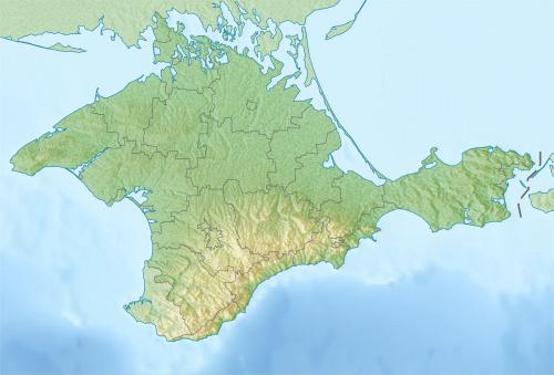 Reliefkarte der Halbinsel Krim - Quelle: https://upload.wikimedia.org/wikipedia/commons/6/6d/Relief_map_of_Crimea.jpg